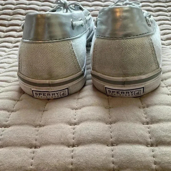 Sperry Top Biscayne Sider Bahama Women White Shimmer Boat Shoe SZ 5.5 - Picture 6 of 9